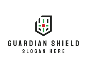 Modern Cross Shield logo design