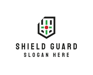 Modern Cross Shield logo design