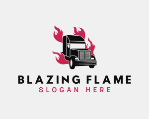 Truck Flame Courier logo design