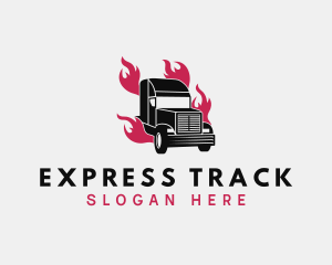 Truck Flame Courier logo design