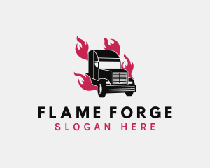 Truck Flame Courier logo design