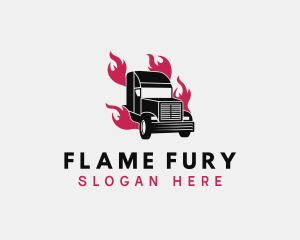 Truck Flame Courier logo design