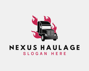 Truck Flame Courier logo design