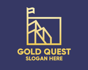 Gold Building Flag Square logo design