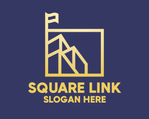 Gold Building Flag Square logo design