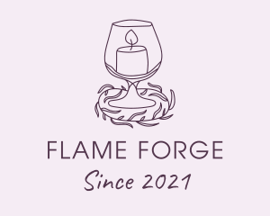 Purple Wine Glass Candle  logo design