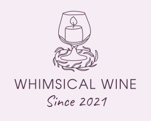 Purple Wine Glass Candle  logo design