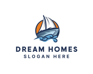 Boat Ocean Waves Logo