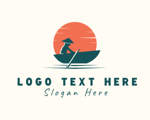 Asian Boat Sunset logo design