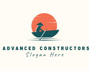 Asian Boat Sunset logo design