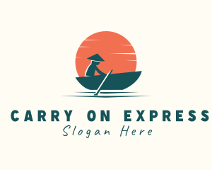 Asian Boat Sunset logo design