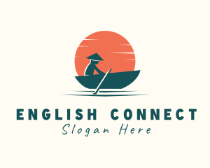 Asian Boat Sunset logo design