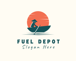 Asian Boat Sunset logo design