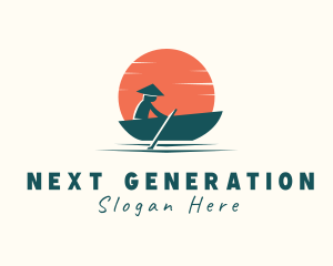 Asian Boat Sunset logo design