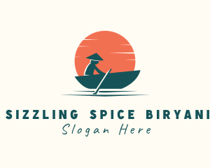 Asian Boat Sunset logo design