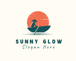 Asian Boat Sunset logo design