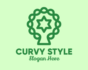 Green Tree Jewish Star  logo design