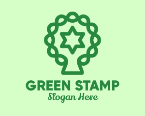 Green Tree Jewish Star  logo design