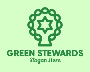 Green Tree Jewish Star  logo design