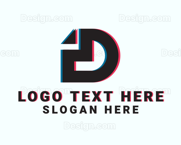 Glitch Paper Letter D Logo