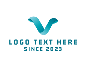 Technology Ribbon Letter V logo