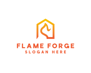 House Flame Fire logo design