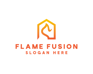 House Flame Fire logo design