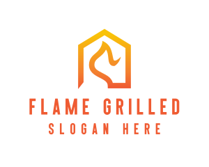 Home Flame Fire logo design