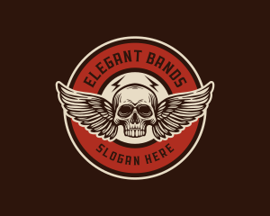 Rock Band Skull Wing logo design