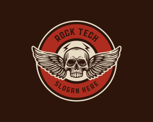 Rock Band Skull Wing logo design