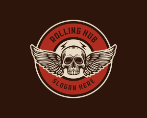 Rock Band Skull Wing logo design