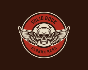 Rock Band Skull Wing logo design