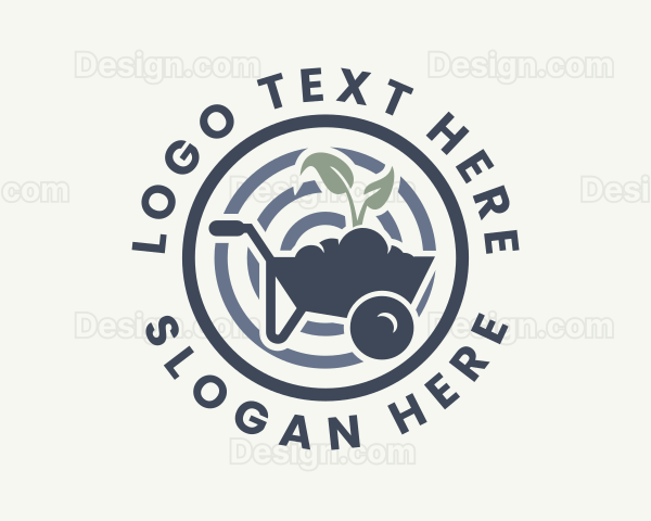 Grass Plant Wheelbarrow Logo