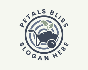 Grass Plant Wheelbarrow  logo design