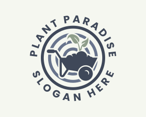 Grass Plant Wheelbarrow  logo design