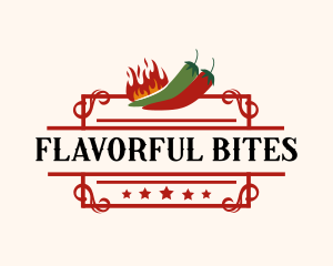 Spicy Fire Chili Peppers logo design