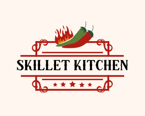 Spicy Fire Chili Peppers logo design