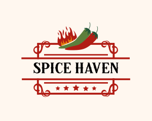 Spicy Fire Chili Peppers logo design