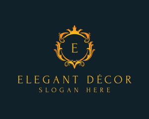 Elegant Crown Wreath logo design