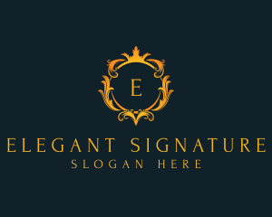 Elegant Crown Wreath logo design