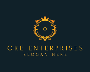 Elegant Crown Wreath logo design