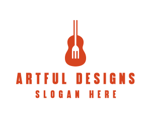 Music Guitar Food Fork logo design