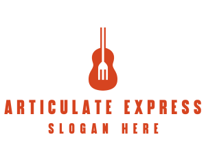 Music Guitar Food Fork logo design