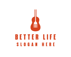 Music Guitar Food Fork logo design