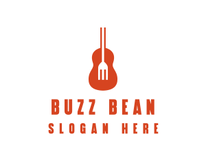 Music Guitar Food Fork logo design