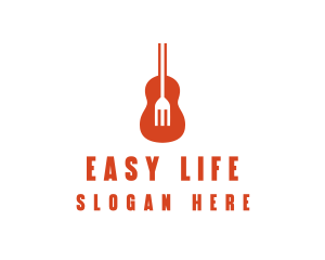 Music Guitar Food Fork logo design