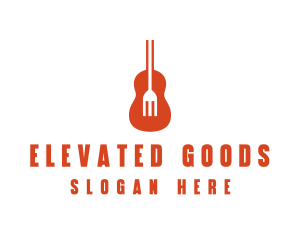 Music Guitar Food Fork logo design