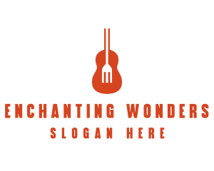 Music Guitar Food Fork logo design