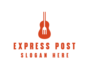 Music Guitar Food Fork logo design