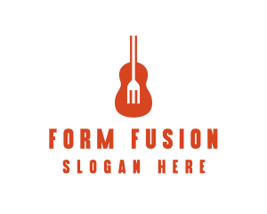 Music Guitar Food Fork logo design